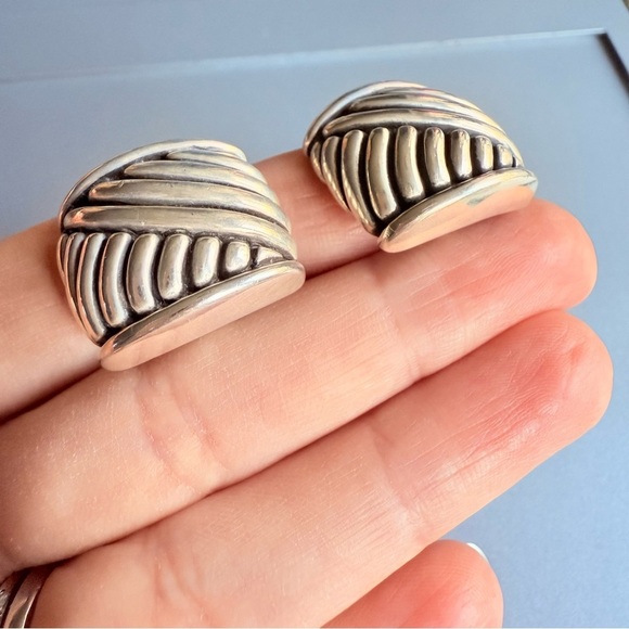 Vintage Barry Kieselstein-Cord Large Clip On Cable Sterling Silver Earri… - Picture 8 of 13